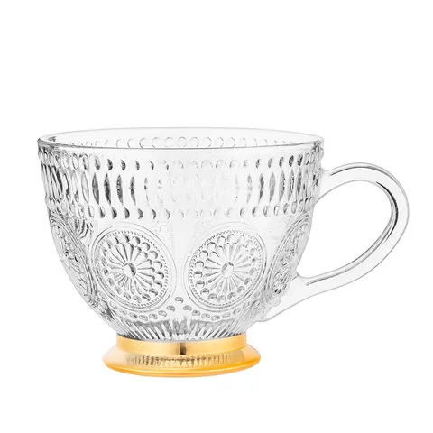KUBEK NA STOPCE DAISY 430ml ZŁOTE UCHO