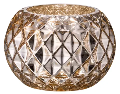 Szklany Lampion- Wazon w Kształcie Kuli Gold - H16,5