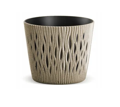 Osłonka plastikowa Sandy Round ECO Wood 13 cm - naturo
