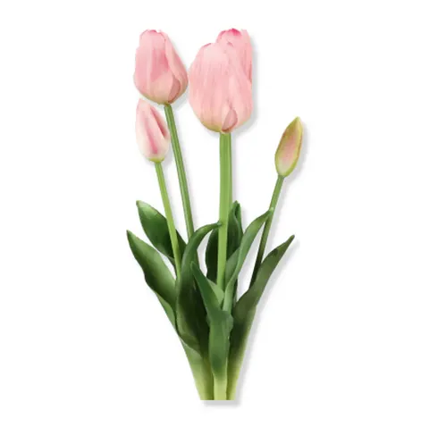 Tulipany - bukiet 5 silikonowych tulipanów, różne kolory - 48 cm