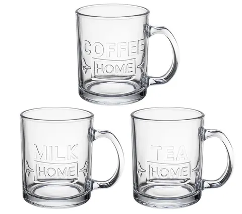 Kubek szklany HOLLY 350 ml - COFFEE, TEA, MILK