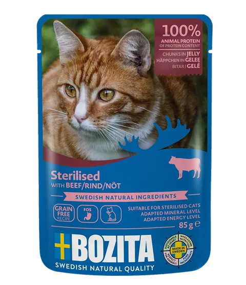 BOZITA Sterilised Kawałki w galaretce z wołowiną 85g