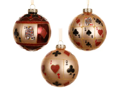 Bombki szklane Karty do gry 8 cm – 3 wzory