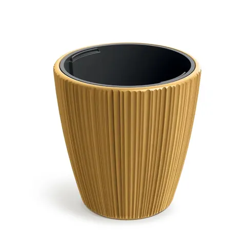 Doniczka z wkładem Oro Round musztardowa 24 cm