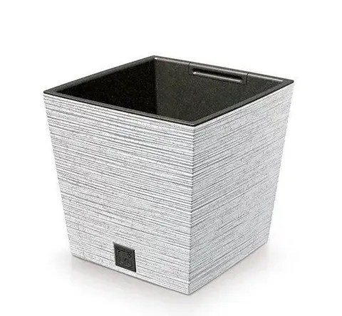 Doniczka plastikowa Furu Square Low Eco Wood biały 29,5 cm
