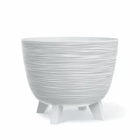 Doniczka osłonka plastikowa Furu na nóżkach biała 39,5 cm