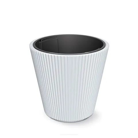 Doniczka plastikowa z wkładem Milly biała 24cm