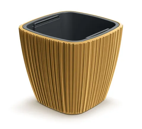 Doniczka z wkładem Oro Round musztardowy 30 cm