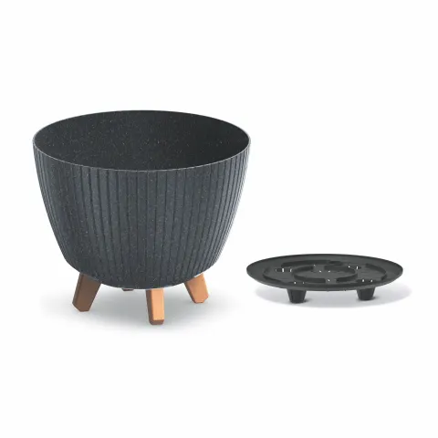 Doniczka plastikowa Lamia eco wood antracyt 24cm