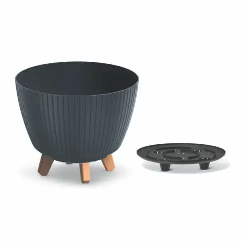 Doniczka plastikowa na nóżkach Lamia antracyt 30cm
