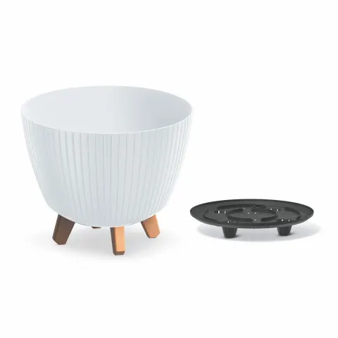 Doniczka plastikowa na nóżkach Lamia biała 30 cm