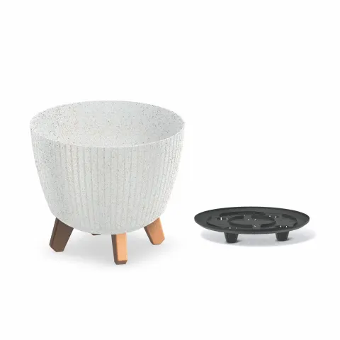 Doniczka plastikowa Lamia Eco wood biała 28,8 cm