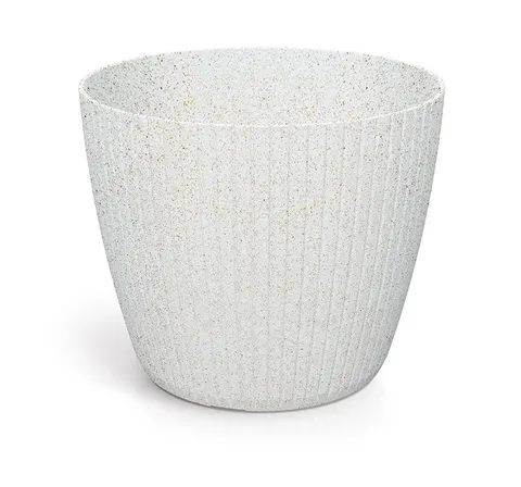 Doniczka plastikowa Lamia Round Eco Wood biała 20cm