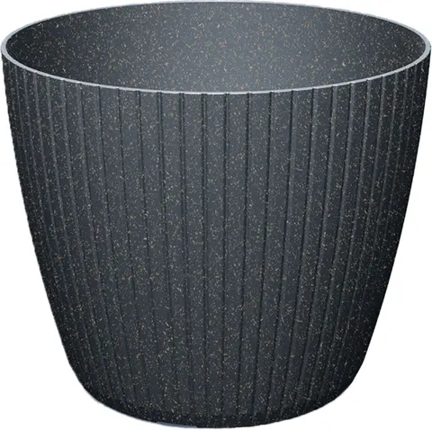 Doniczka plastikowa Lamia Round Eco Wood antracyt 24 cm