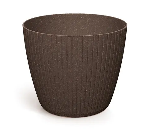 Doniczka plastikowa Lamia Round Eco Wood kawa 30 cm