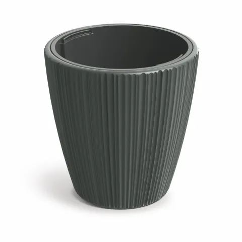 Doniczka z wkładem Oro Round ciemny szary 23,9 cm