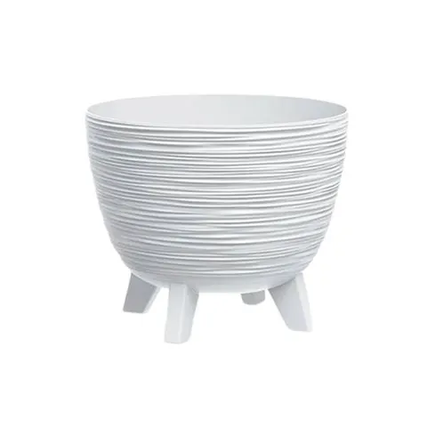 Doniczka osłonka plastikowa na nóżkach Furu biała 23,6 cm