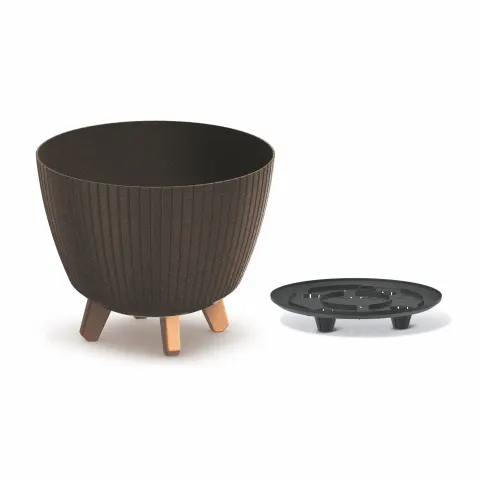 Doniczka plastikowa Lamia Eco wood kawa 23,2 cm