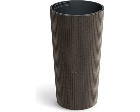 Doniczka plastikowa LAMIA Slim Eco Wood DLAS200W 20 cm – kawa eco