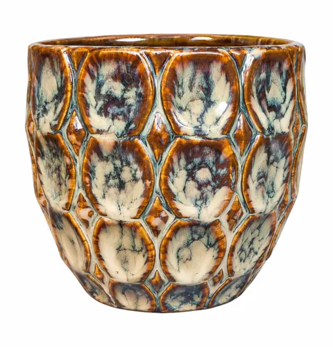 CIEŚLAK DONICA EGG POT BROWN D12.5 H11 ceramika szkliwiona