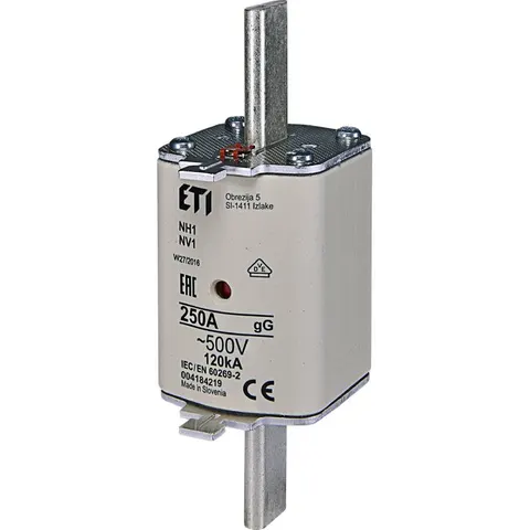 Wkładka bezpiecznikowa przemysłowa zwłoczna KOMBI, NH1 gG 250A/500V (WT-1/gG 250A); 004184219, ETI
