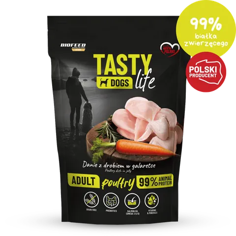 KARMA TASTY MOKRA DLA PSA LIFE DRÓB 90% SASZETKA 500G