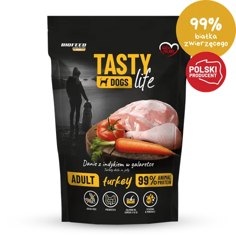 KARMA TASTY MOKRA DLA PSA LIFE INDYK 90% SASZETKA 500G