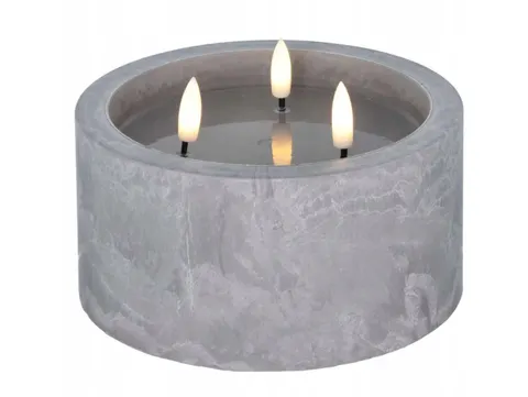 ŚWIECA LED TRZY PŁOMIENIE 15,5X10CM EFEKT BETONU LED9985
