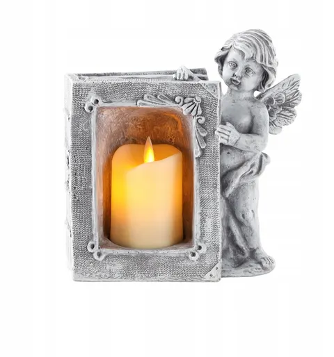 FIGURKA ANIOŁEK ZE ŚWIECĄ LED 16,5X10X17CM DED1819