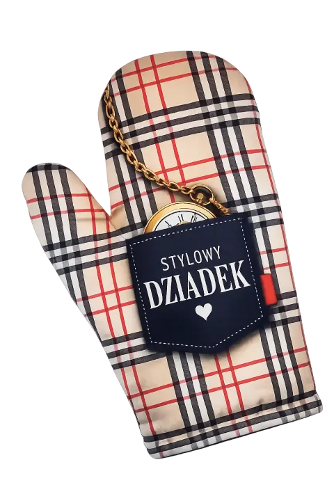 Rękawica Kuchenna Stylowy Dziadek Na Dzień Dziadka Krata