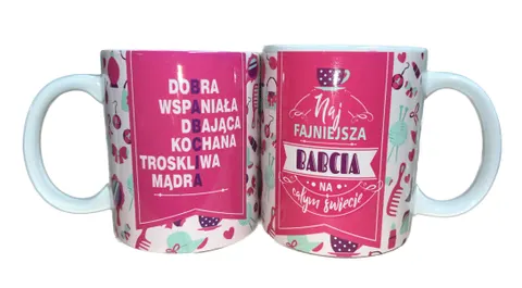 Kubek Na Dzień Babci Najfajniejsza Babcia Różowy 300ml