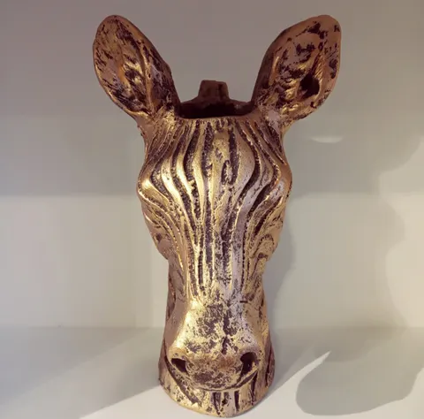 Wazon - Planter Zebra Magnesium Złoty - Szer.23 x Wys.31 cm