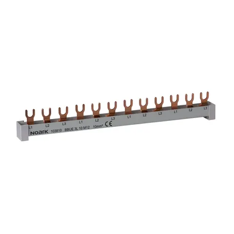 Szyna prądowa łączeniowa widełkowa 3-fazowa 10mm2 63A 12 moduły, łącznie z zaślepkami, BBU 3L 10 M12 EC; 101450 NOARK ELECTRIC