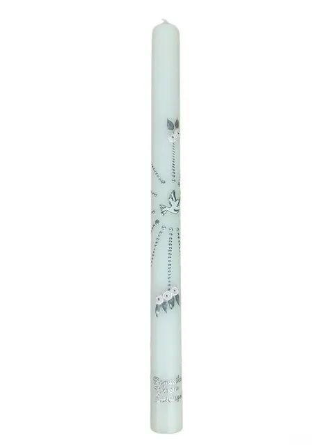 Świeca Chrzest - KWIATKI RÓŻOWE (Duch Św.) SREBRNA - 50148