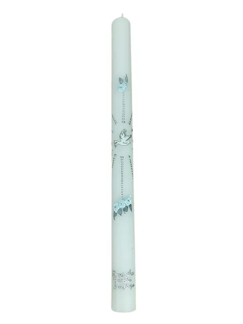 Świeca Chrzest - KWIATKI NIEBIESKIE (Duch Św.) SREBRNA - 50149