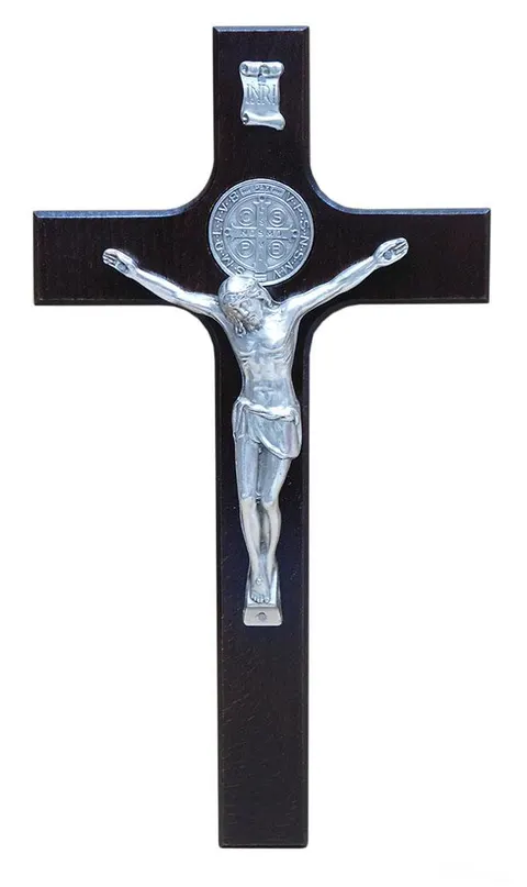Krzyż wiszący drewniany h35cm Św. Benedykt WENGE - 60491