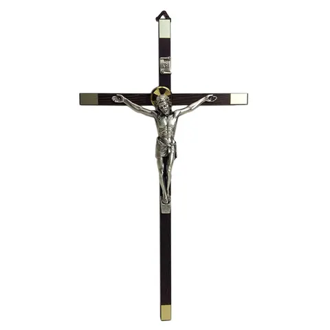 Krzyż wiszący drewniany h31cm z okuciem - 62520