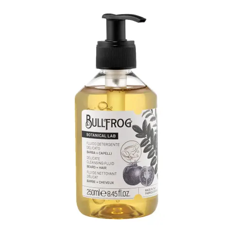 Bullfrog botanical delicate cleansing fluid - delikatna emulsja oczyszczająca do brody i włosów, 250ml