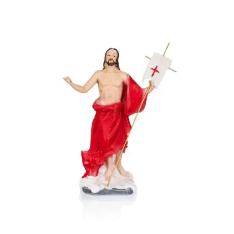 FIGURKA JEZUS ZMARTWYCHWSTAŁY CZERWONA SZATA 14CM