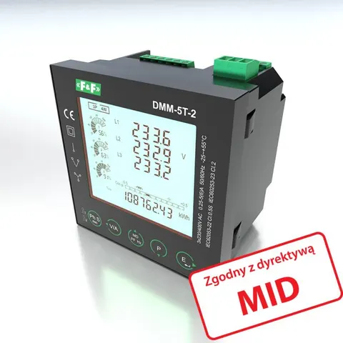 Multimetr panelowy z komunikacją Modbus RTU MID, DMM-5T-2; F&F