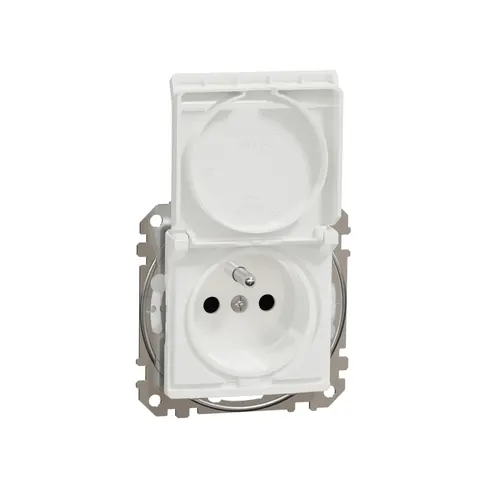 Sedna Design Gniazdo 2P+PE z przesłonami IP44, białe, Schneider