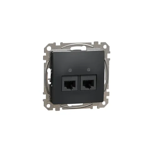 Sedna Design & Elements, gniazdo komputerowe 2xRJ45 kat.5e UTP, czarny antracyt, SCHNEIDER