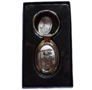 Brelok w pudełku srebrny - Św. Krzysztof owal - 42135