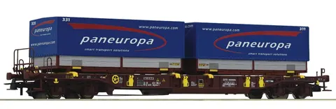 Wagon platforma T3 Sdgmns 33 z naczepami Paneuropa H0-1:87 AAE ep. VI, Roco 76226