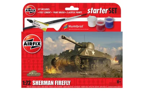 Czołg M4 Sherman Firefly 1:72 z klejem, farbami i pędzlem, Airfix 55003