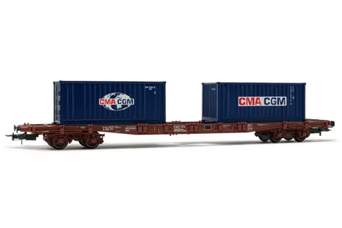 Wagon platforma Sg z kontenerami 2 szt x 20 "CMA CGM" H0-1:87 ERR ep. VI, Rivarossi HR6502