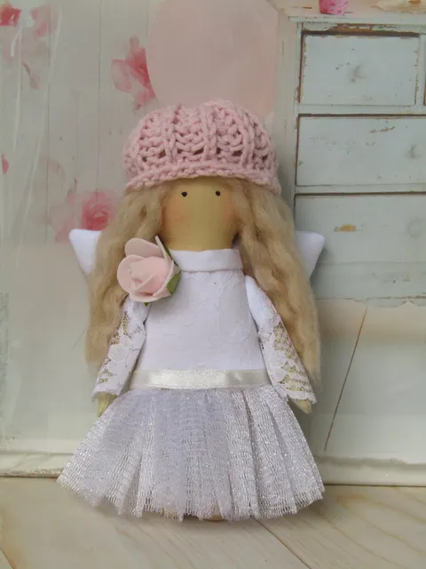 Brelok laleczka mała handmade, 15 cm