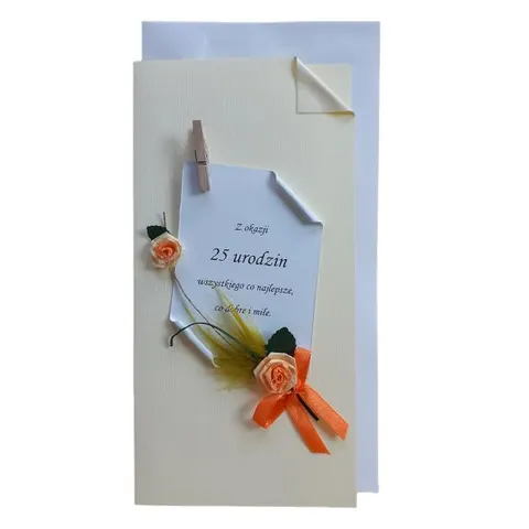 Karnet URODZINY - 25 Urodziny rękodzieło DL - 05430