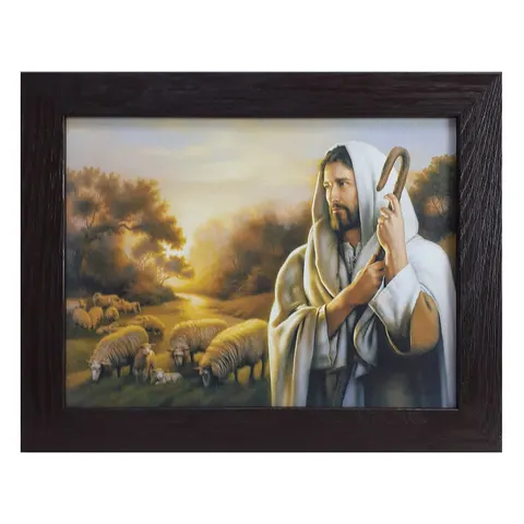 Obraz 30x40cm Pan Jezus Dobry Pasterz rama drewniana 5P NA PŁÓTNIE - 00869