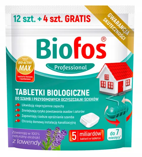 Biofos - tabletki do szamba i oczyszczalni 12 szt.+4 szt. gratis